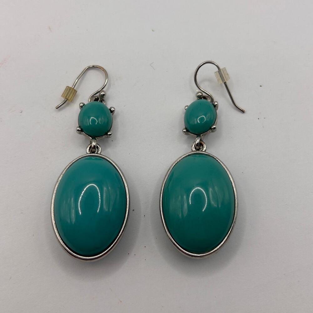 Pair of Silveryone Turquoise Color Pierced Dangle Earrings